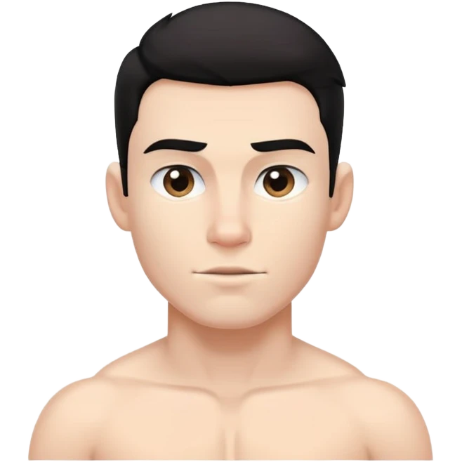shirtless male athlete with white skin and slightly wavy black hair on top with shaved sides emoji