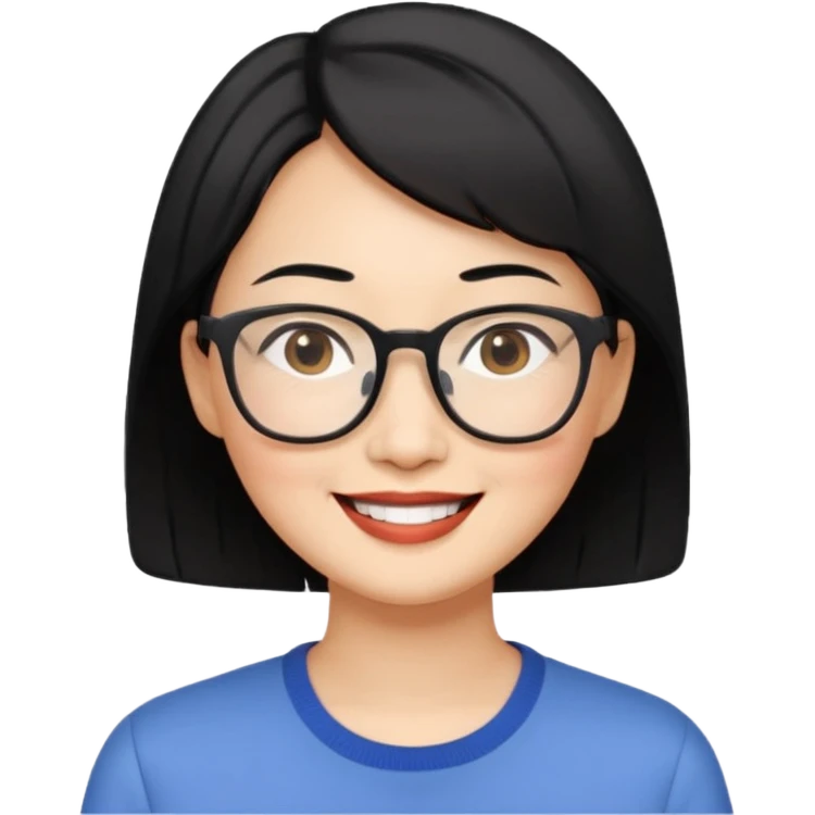 Asian middle-aged woman with short hair in glasses emoji