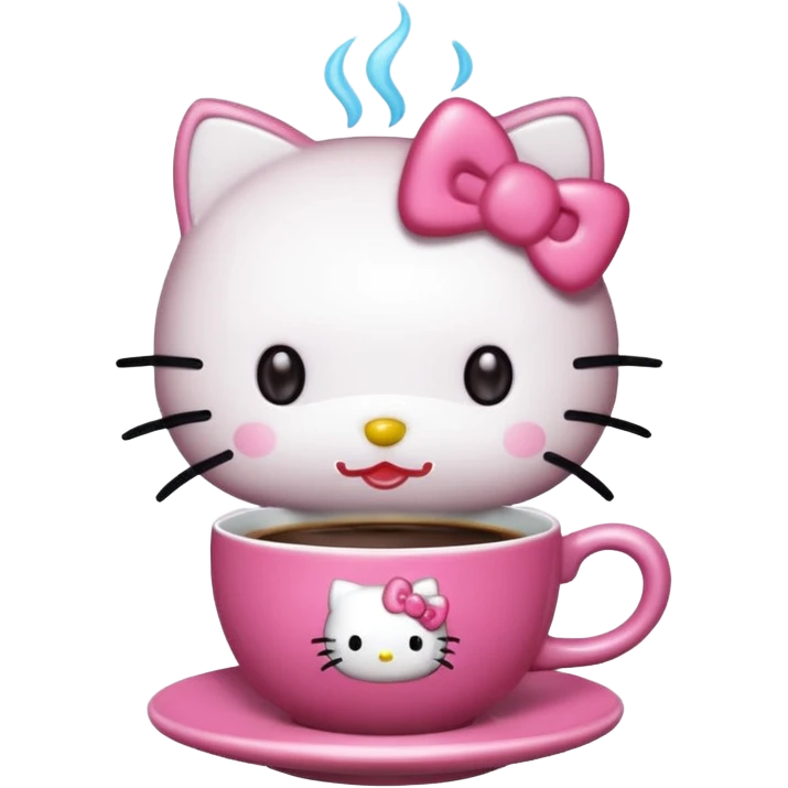 Hello kitty drinking coffee emoji