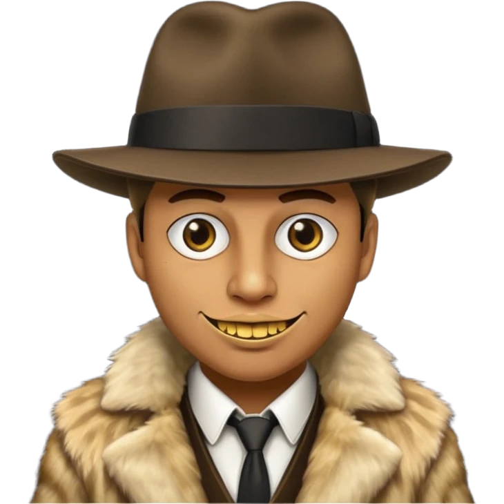 ganster with fur coat and gold teeth emoji