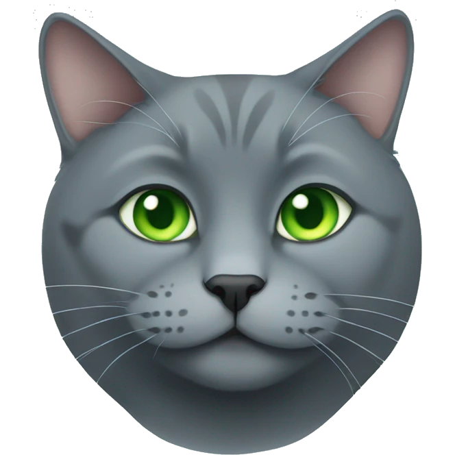 fat russian blue cat green eyes emoji