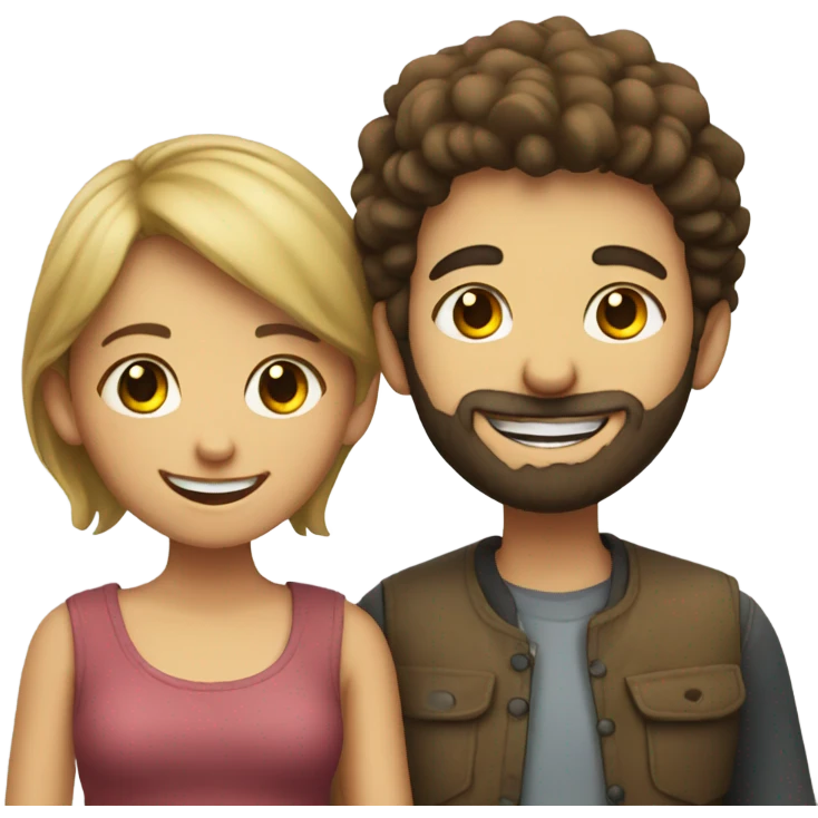 smiling boy with beard and his girlfriend emoji