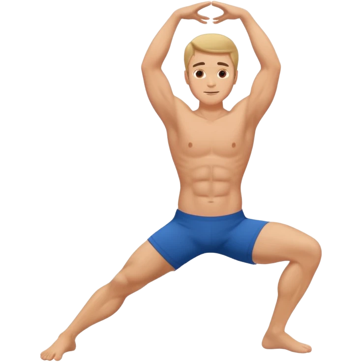 Hombre blanco haciendo estiramientos cuerpo emoji