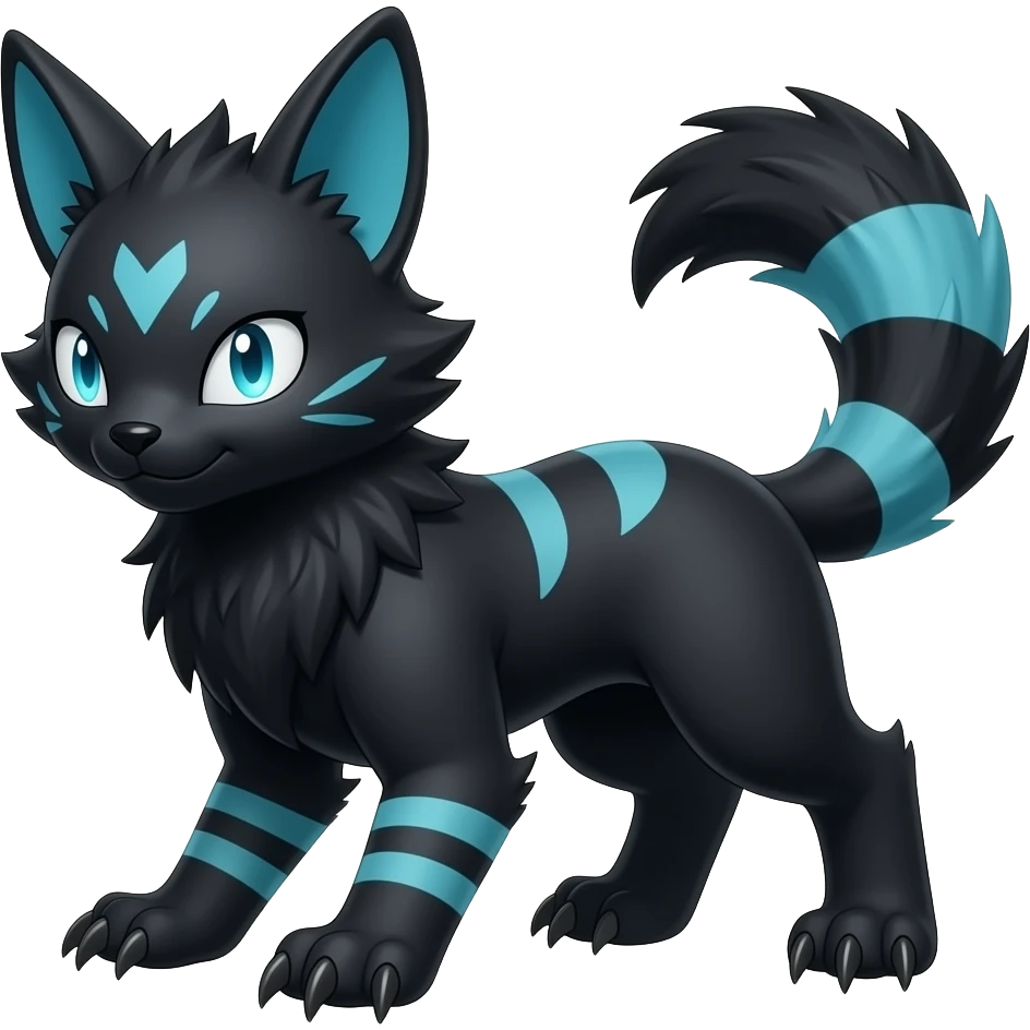 Realistic Litten-Absol-Luxray-Furret-Fakémon-hybrid-creature, full body emoji