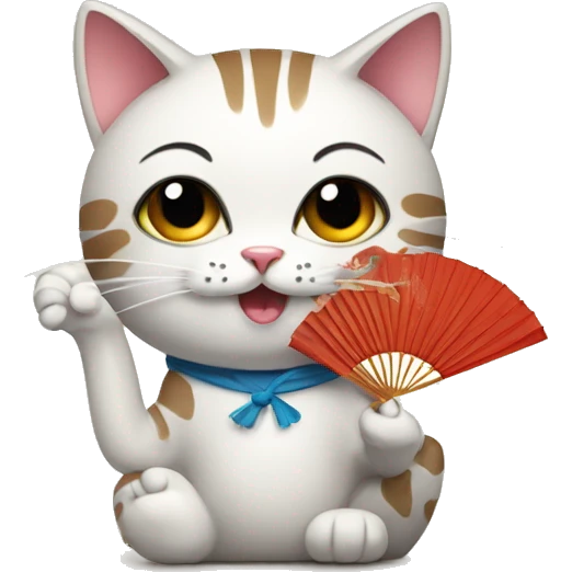 Cat with japanese fan emoji