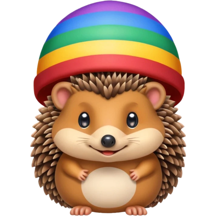 Hedgehog wearing rainbow hat emoji