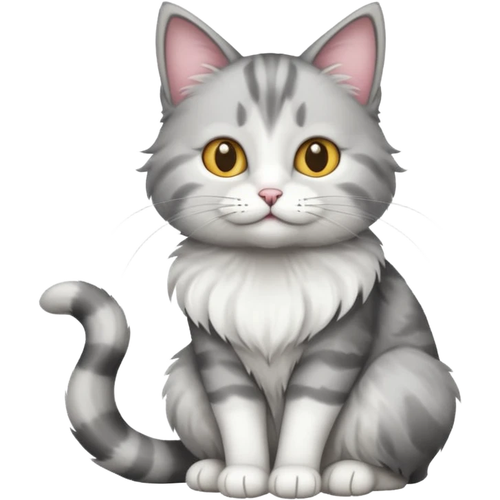 a grey and white cat sitting regally emoji