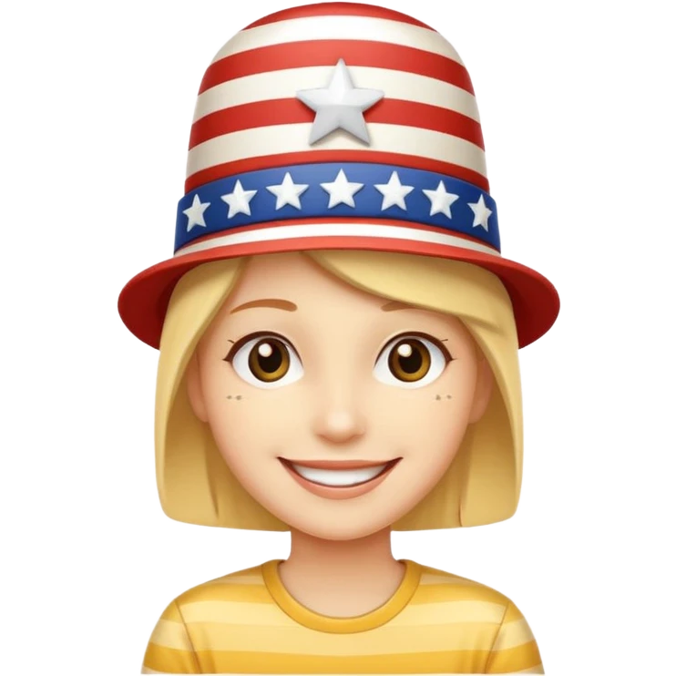 smiling emoji wearing stars and stripes hat celebrating Independence Day emoji
