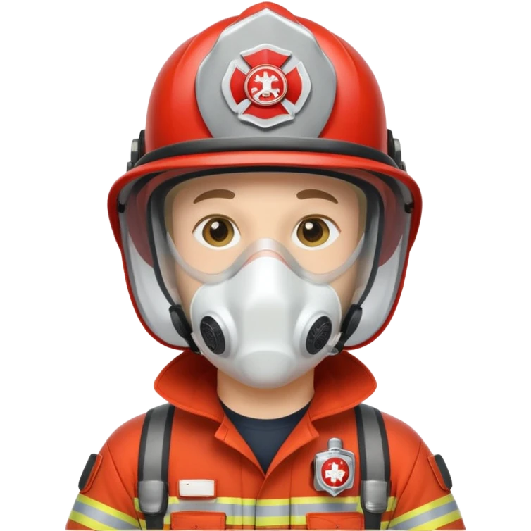 Firefighter with white respiratory protection emoji