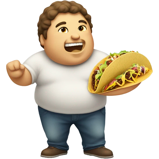 Fat man eating taco emoji