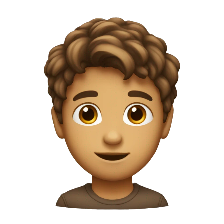 emoji de niño con pelo castaño y ojos marrones emoji