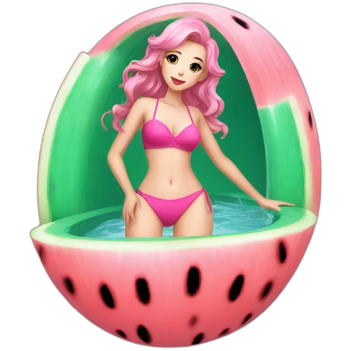 Hot belle delphine with swim suit in a watermelon bathtub emoji