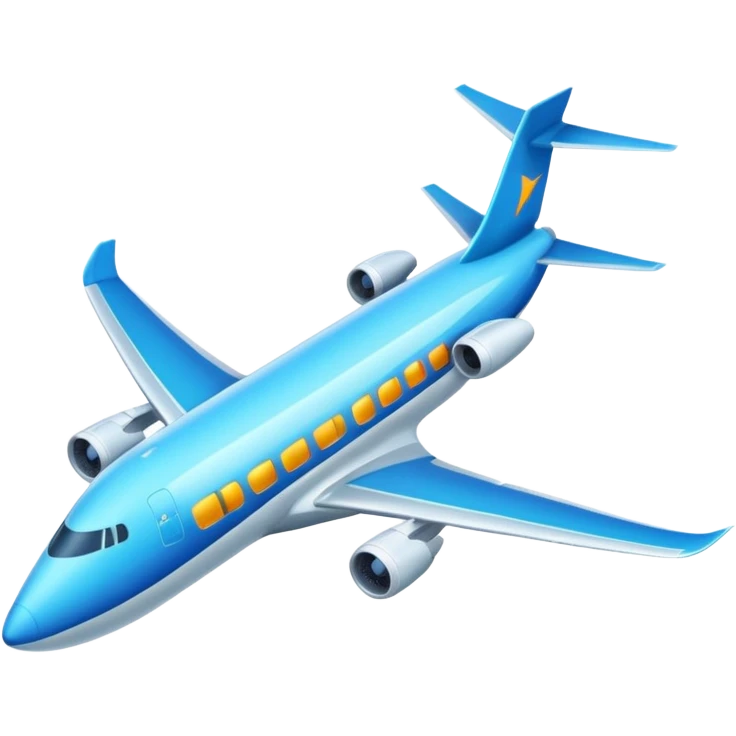 A wide-body aircraft with tall tail fins and glowing cabin windows cruising at high altitude.
 emoji