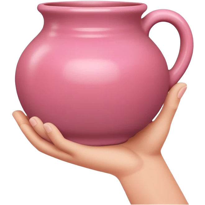 hand holding a finished pink pottery vase or bowl emoji