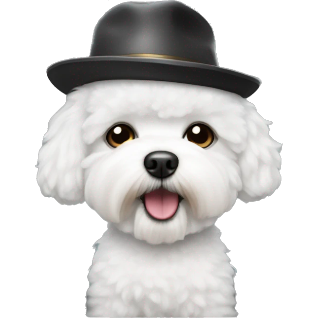 Small White bichon frise dog wearing a hat  emoji