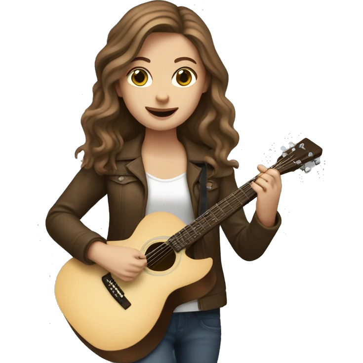 brown haired white girl playing guitar emoji