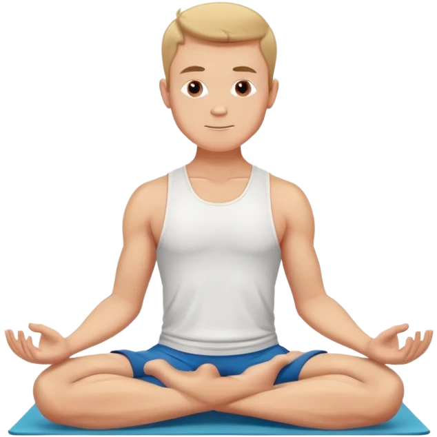 one white man sitting in yoga poseace emoji