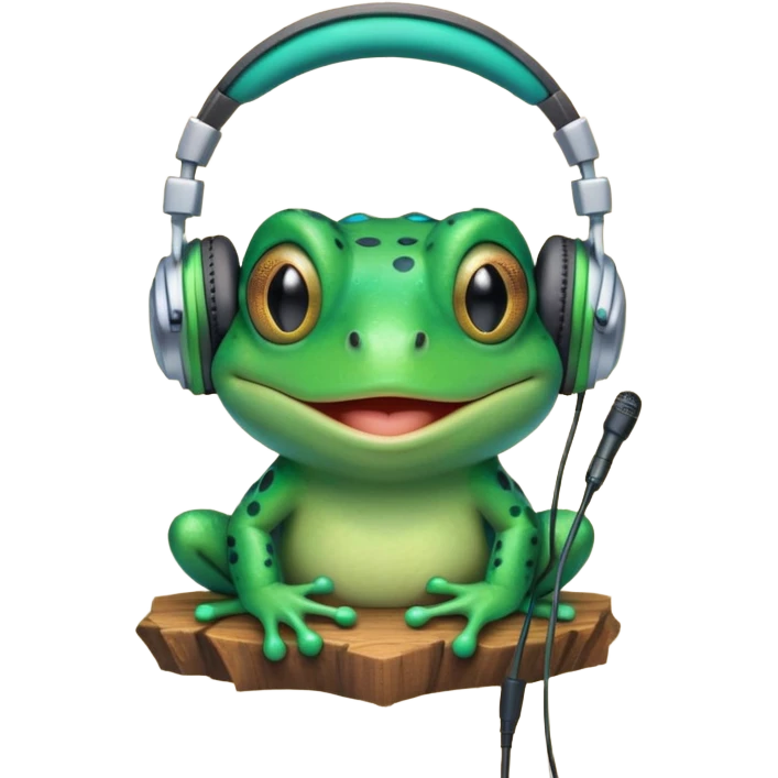 🎶😁🎧🐸⚙️🪵🩵💚🎙️ emoji