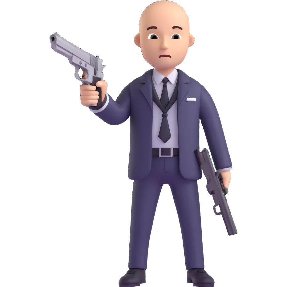 bald man holding a pistol emoji