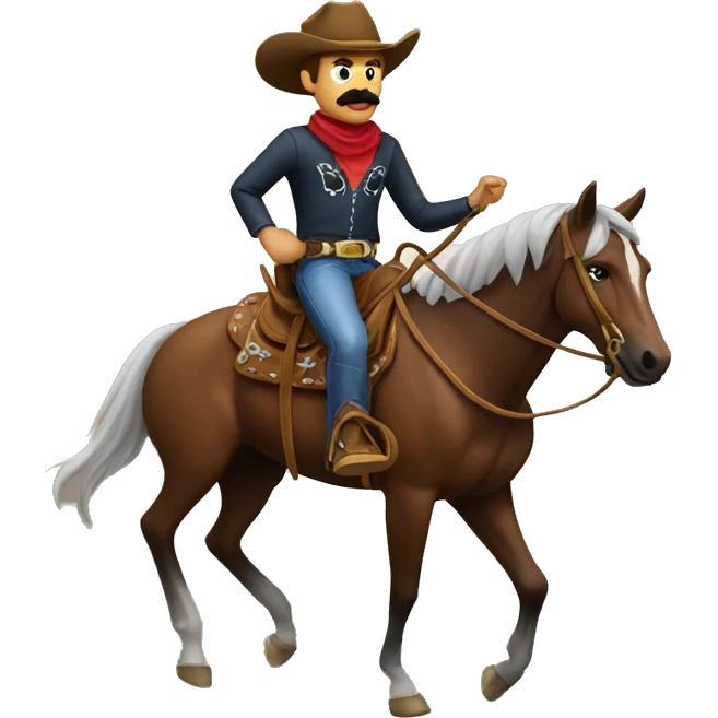 cowboy with mustache riding a horse emoji