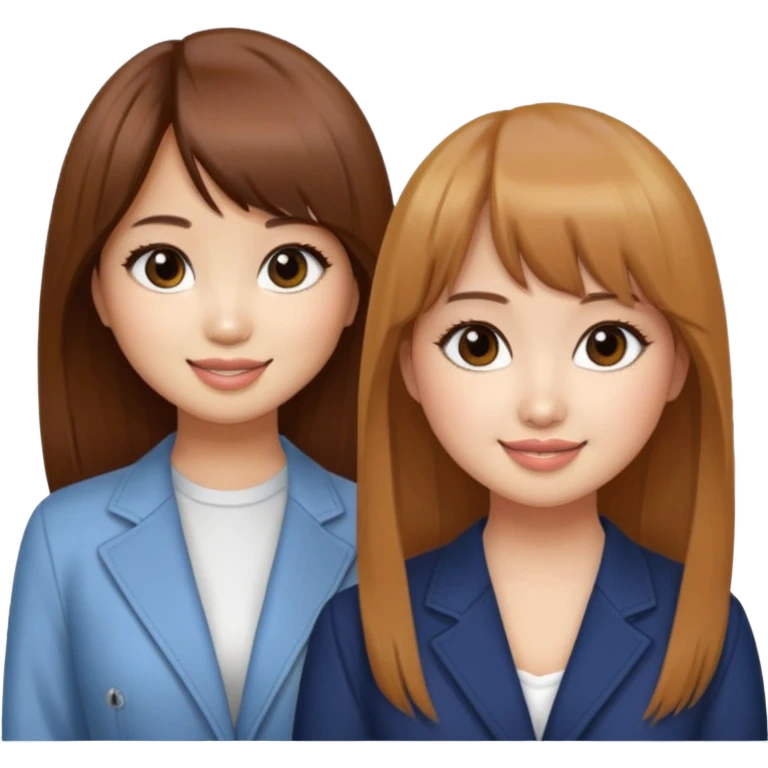 Brenda Song and Debby Ryan (straight bangs) smiling emoji