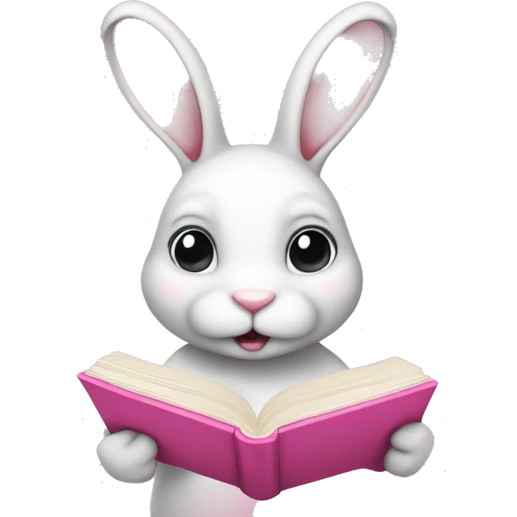 bunny with pink book emoji