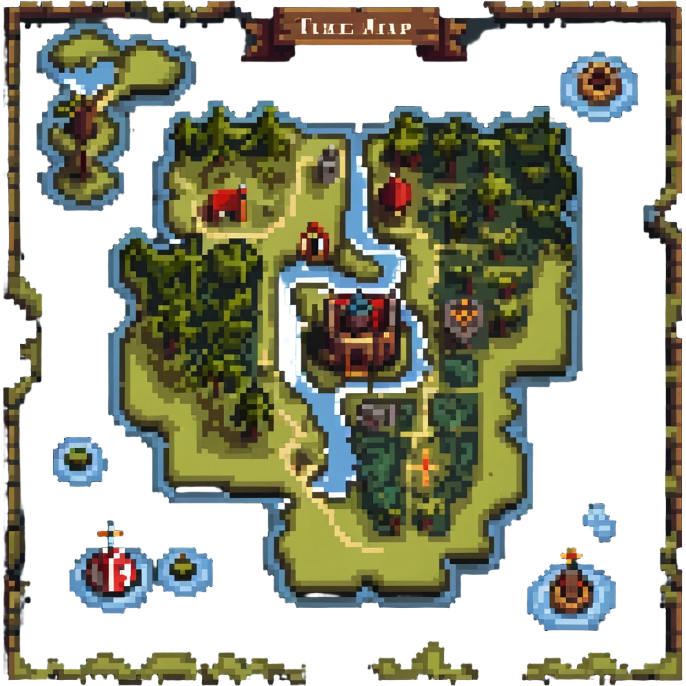 Medieval quest map with X marks the spot emoji