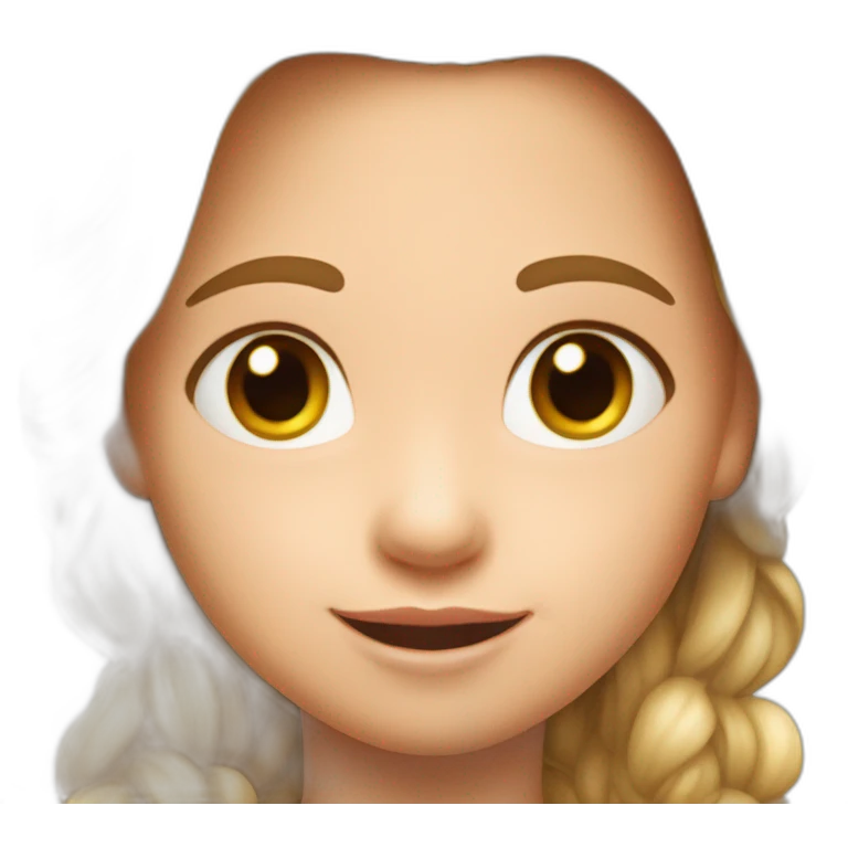 niña con pelo moreno, piel blanca y pecas en la cara,sonriente emoji