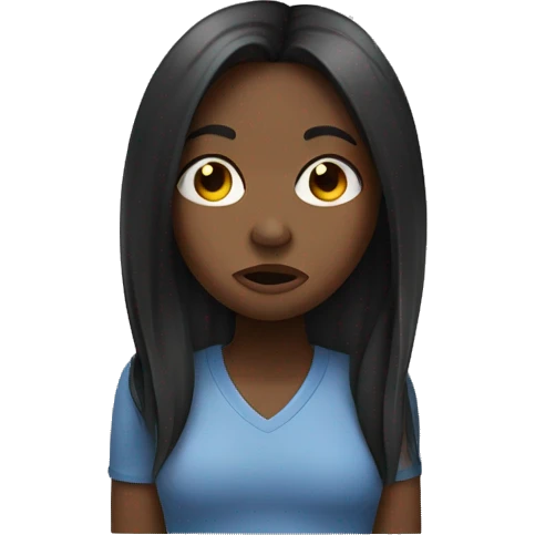 Black girl with straight hair plugging her nose and crying  emoji