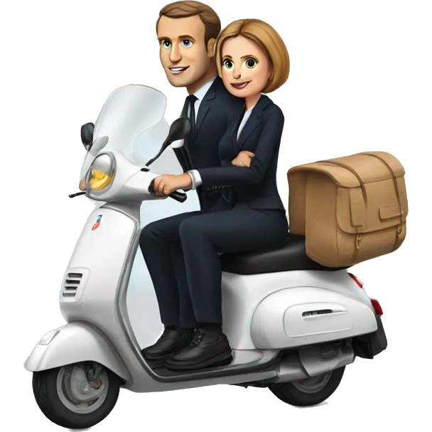 Macron and Brigitte on a scooter  emoji