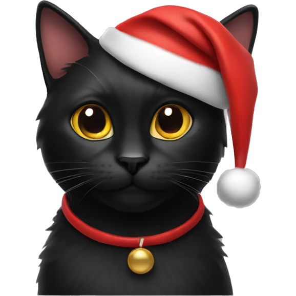 Black cat with Santa hat  emoji