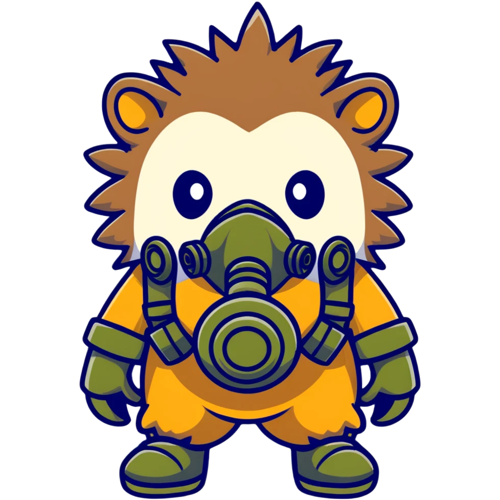 hedgehog wearing a gas mask emoji
