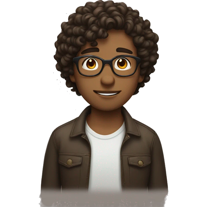 one short haired man with dark hair and light brown skin with glasses kissing a man with curly medium length brown hair emoji
