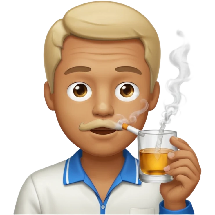 Man smoking from glass pong , the pong in his mouth (like this pong ⚗️) emoji