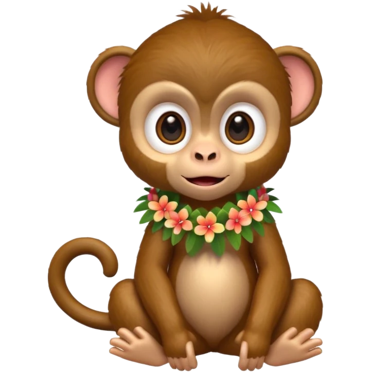 exotic monkey character, tropical vibe, cute expression, 3D cartoon, mobile game icon style, clean background, no text, no watermark
 emoji