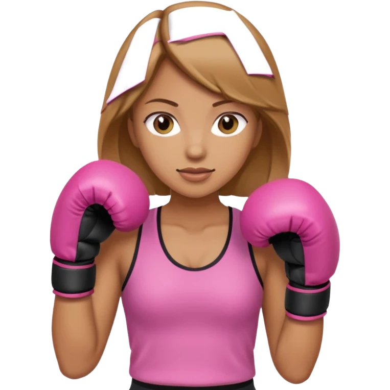 A light brown-haired woman with pink boxing gloves emoji