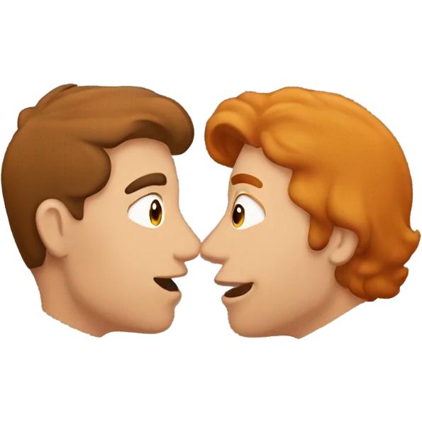 Brunette Man Kissing ginger man emoji