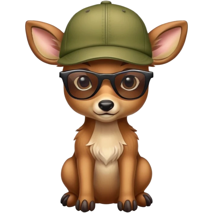 Sweet Baby deer with a cap and sunglasses emoji