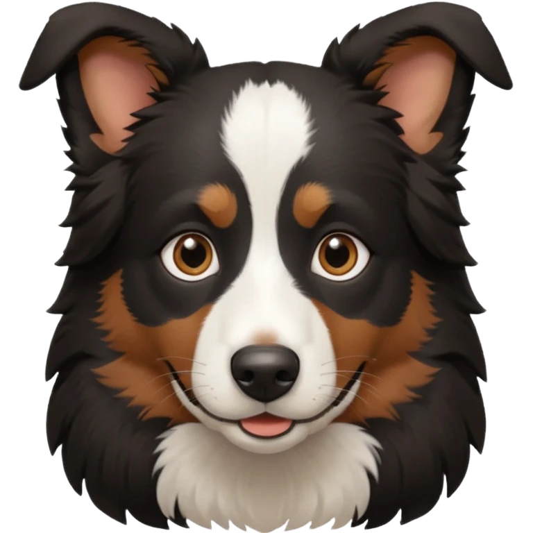 border collie predominantly black fur with brown on the eyebrows and neck, no white fur emoji
