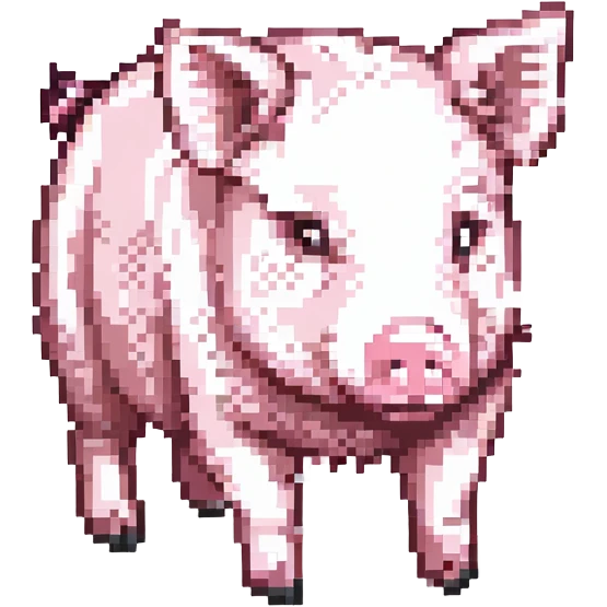 Minecraft style pig, blocky, realistic texture, similar to provided wolf reference emoji