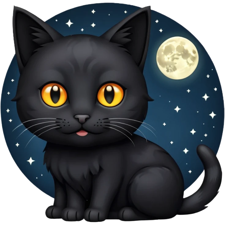 Dark cat with the moon emoji