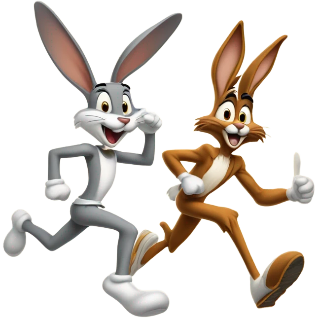 Bugs Bunny beating Wiley Coyote in a race emoji
