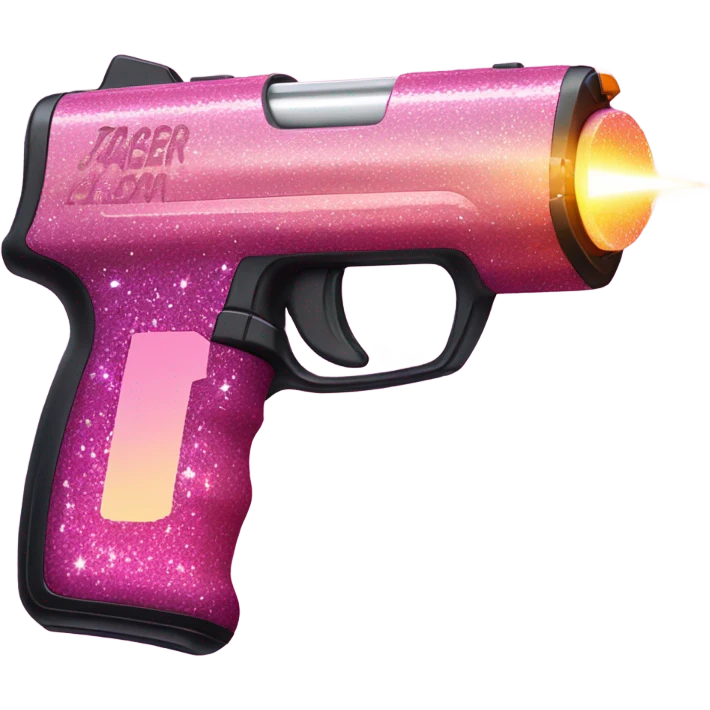 Pink ombre taser with glitter emoji