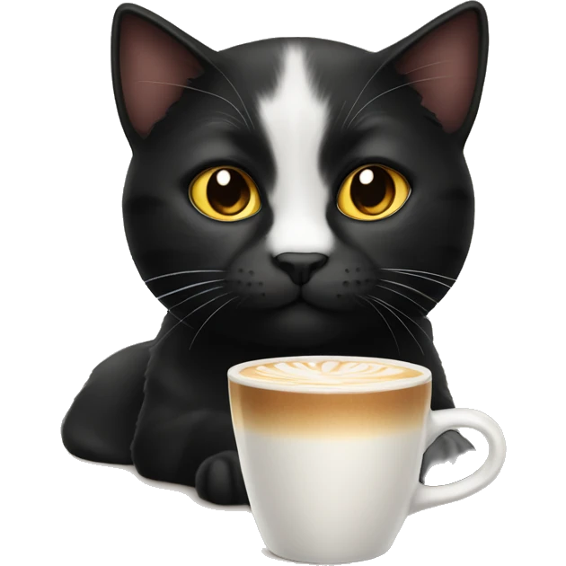 Black cat with latte emoji