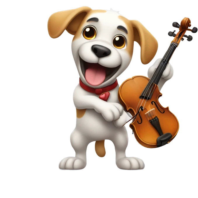 Dog playing violin emoji