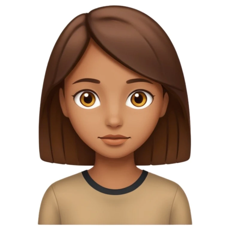 A tan girl with brown eyes and 3B Brown hair  emoji