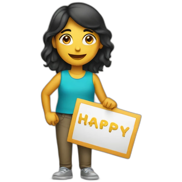 Person holding a sign that has “Happy Birthday Priya” emoji