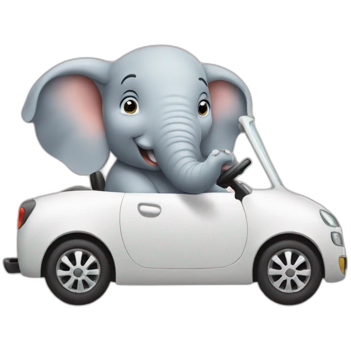 An elephant driving a car emoji