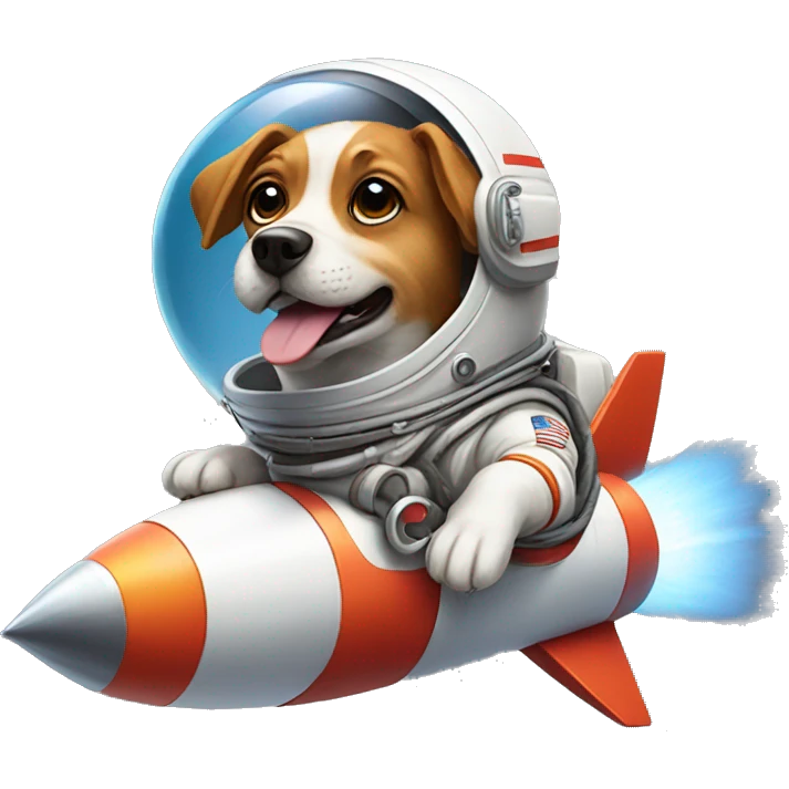 astronaut dog riding a rocket emoji