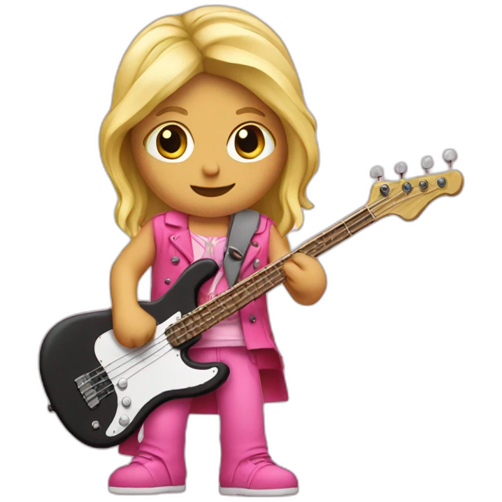long-blond-bassguitar-player-pink-clothes-pink emoji